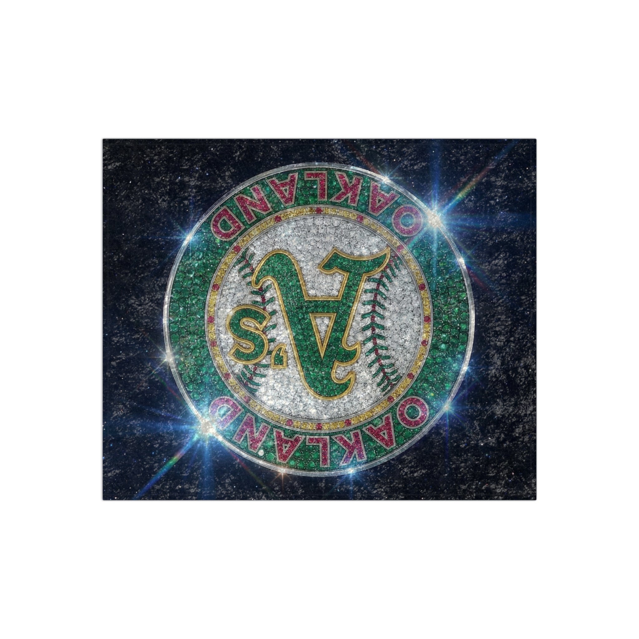 Oakland A's Crushed Velvet Blanket – Sparkle Logo Throw