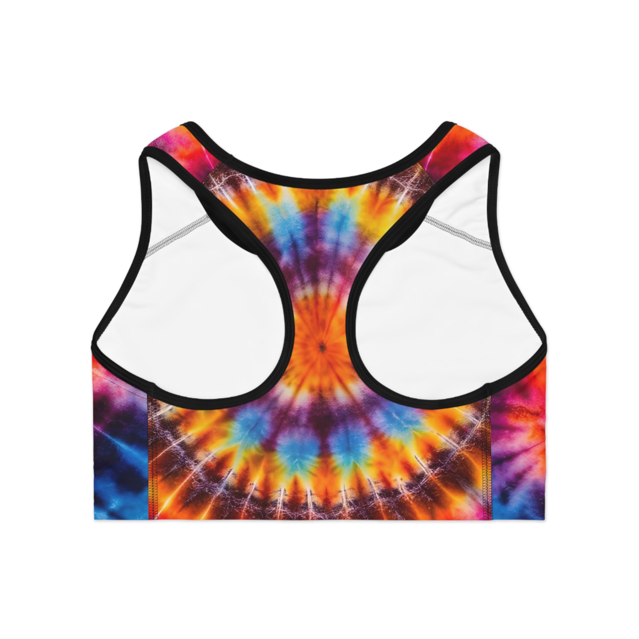 Tie-Dye "Supa" Sports Bra — Colorful Retro Activewear Crop Top