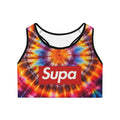 Tie-Dye "Supa" Sports Bra — Colorful Retro Activewear Crop Top
