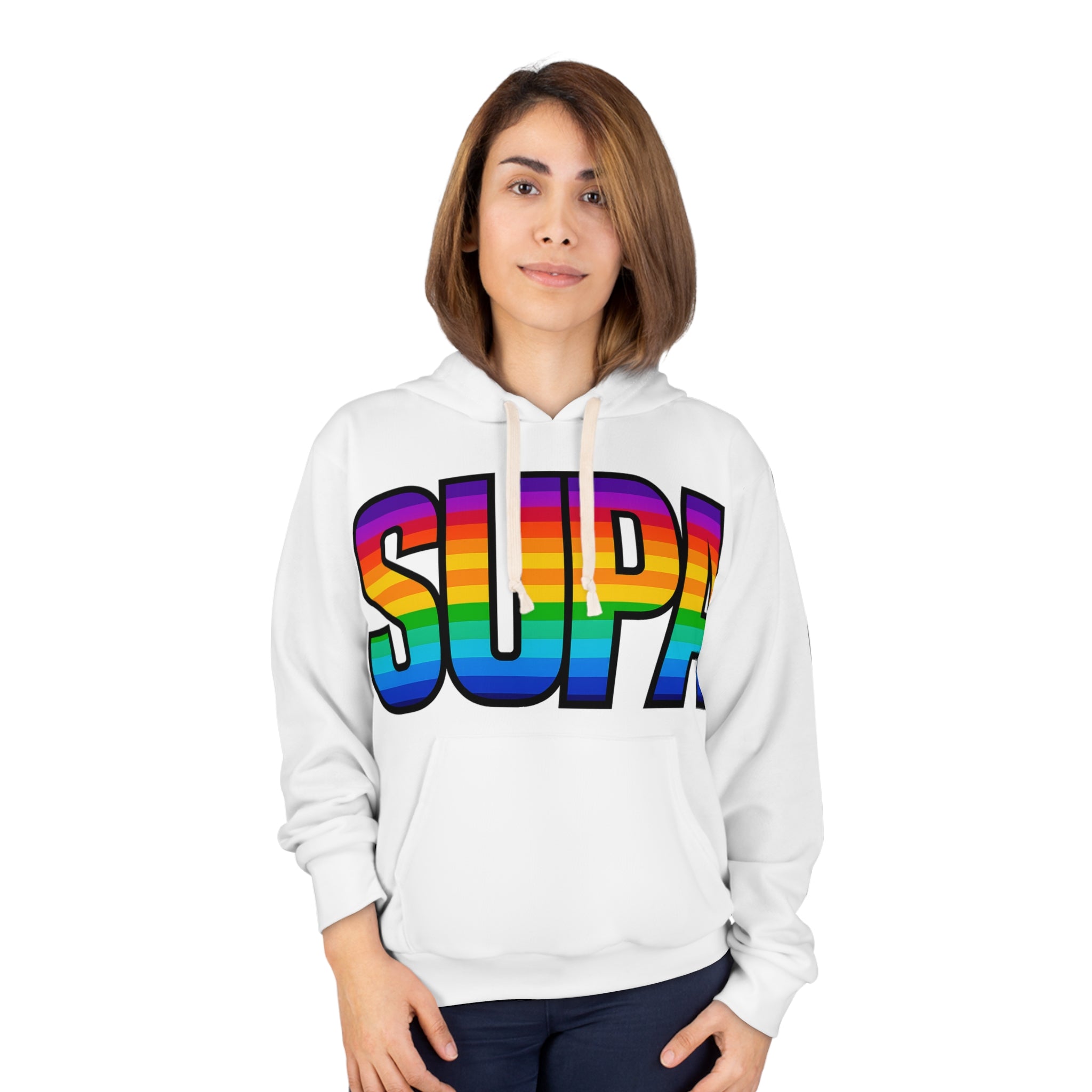 Supa Rainbow Logo Hoodie — Bold Retro Streetwear Pullover