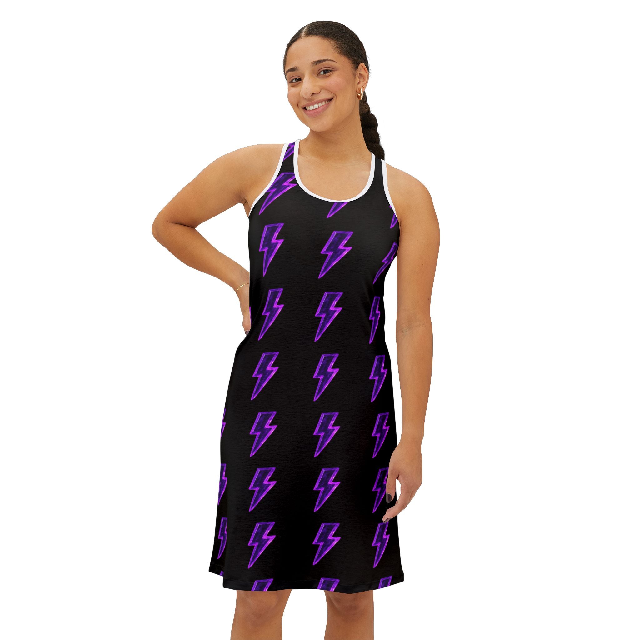 Purple Lightning Racerback Dress — Women's Electric Pattern AOP