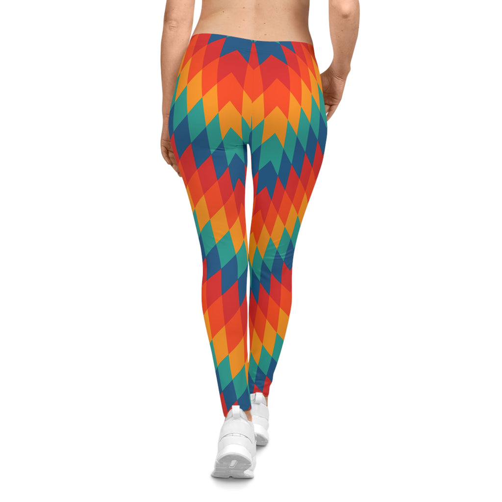 Women’s Vibrant Chevron Leggings — Colorful Geometric All-Over Print