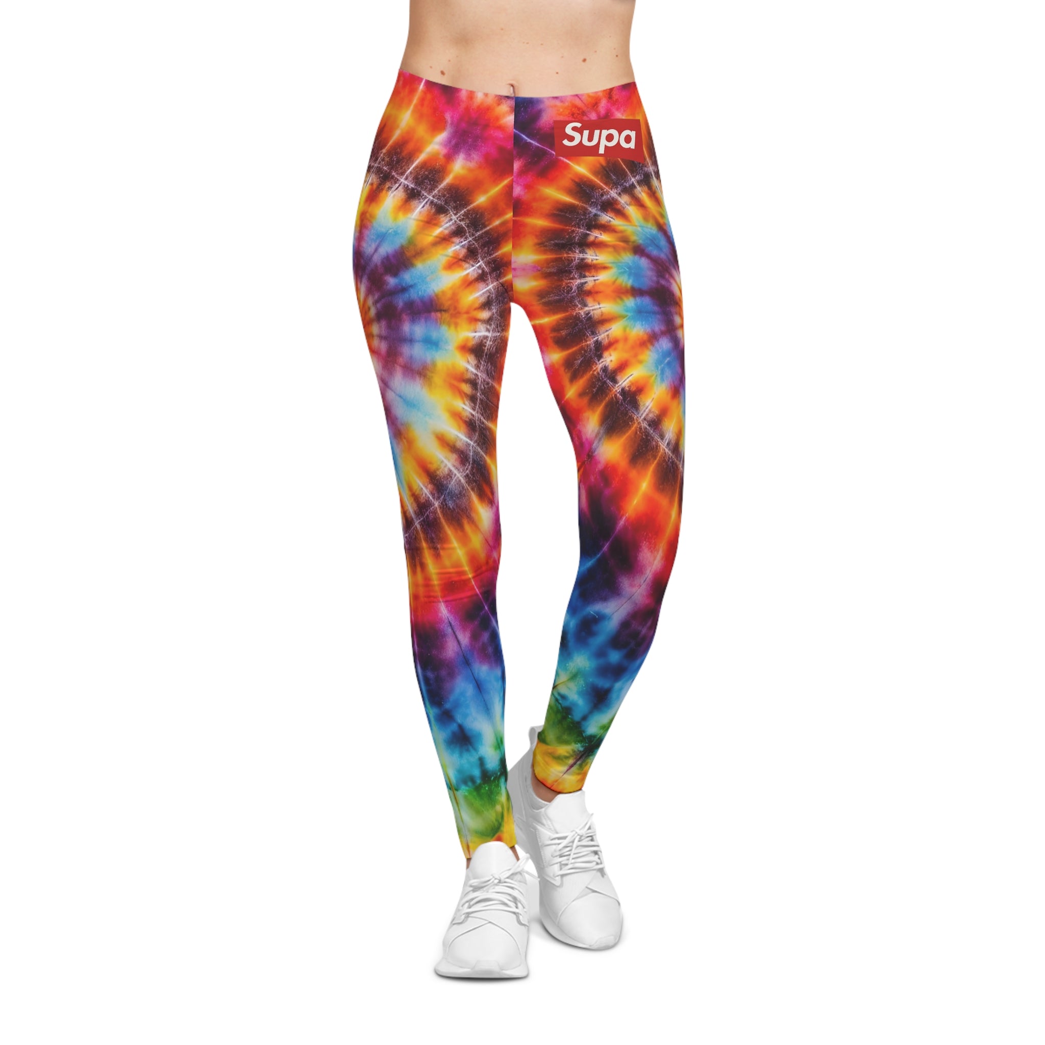 Tie-Dye Spiral Leggings for Women — Bright Rainbow All-Over Print