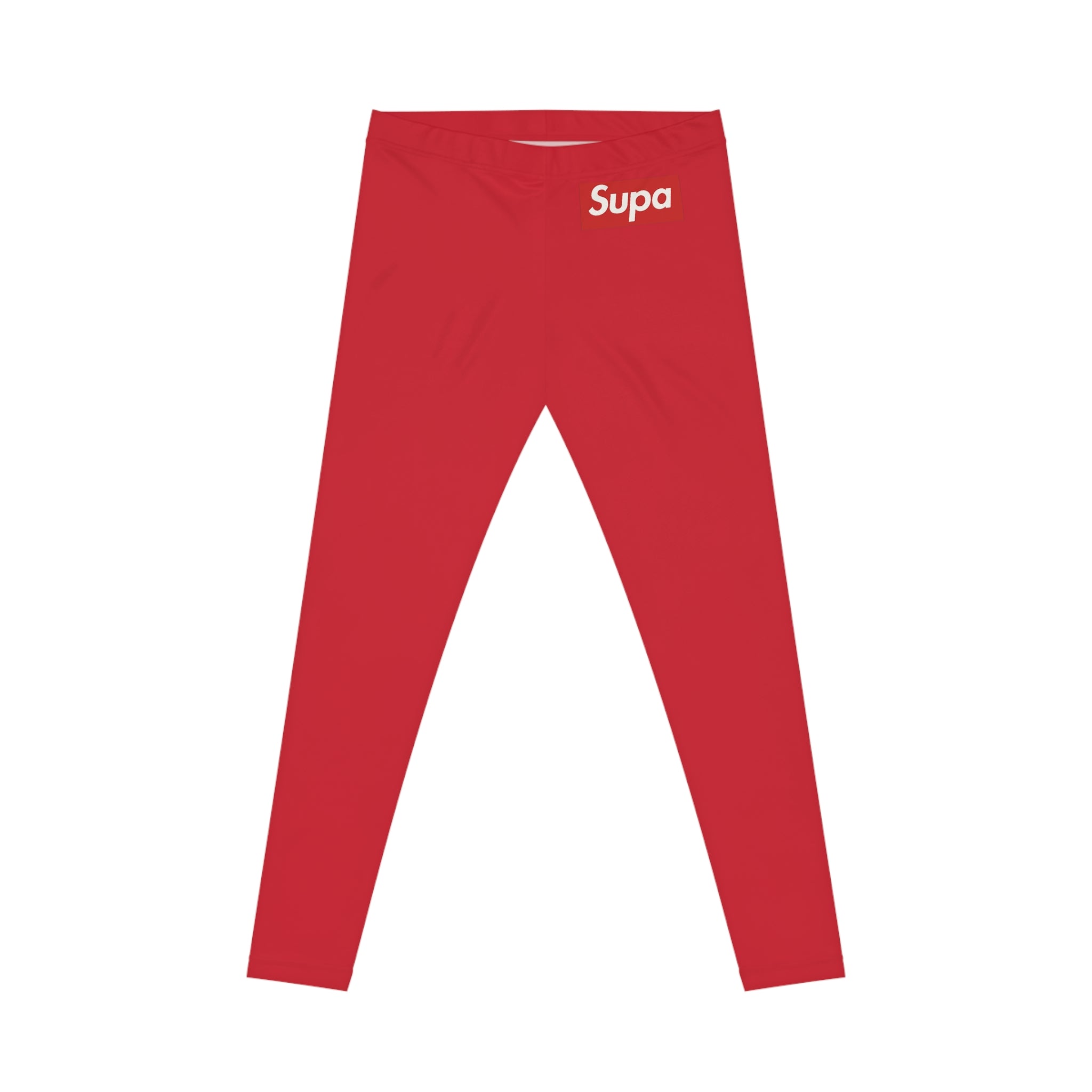 Red 'Supa' Women's Leggings — Bold Casual All-Over Print Leggings