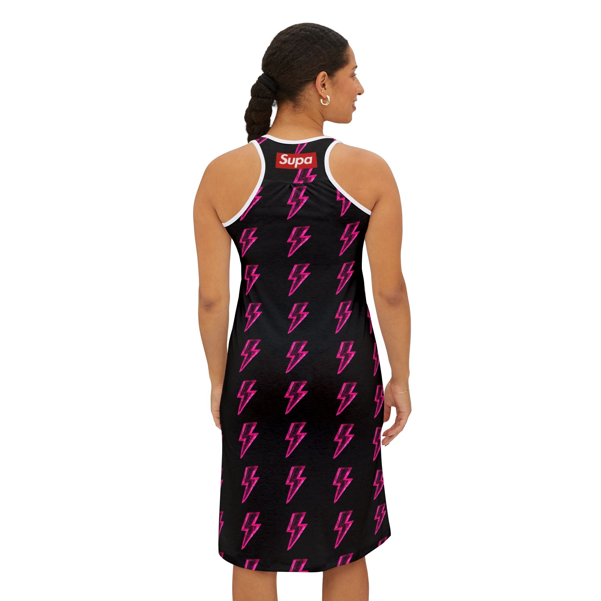 Pink Lightning Bolt Racerback Dress — Women's Graphic AOP Dress