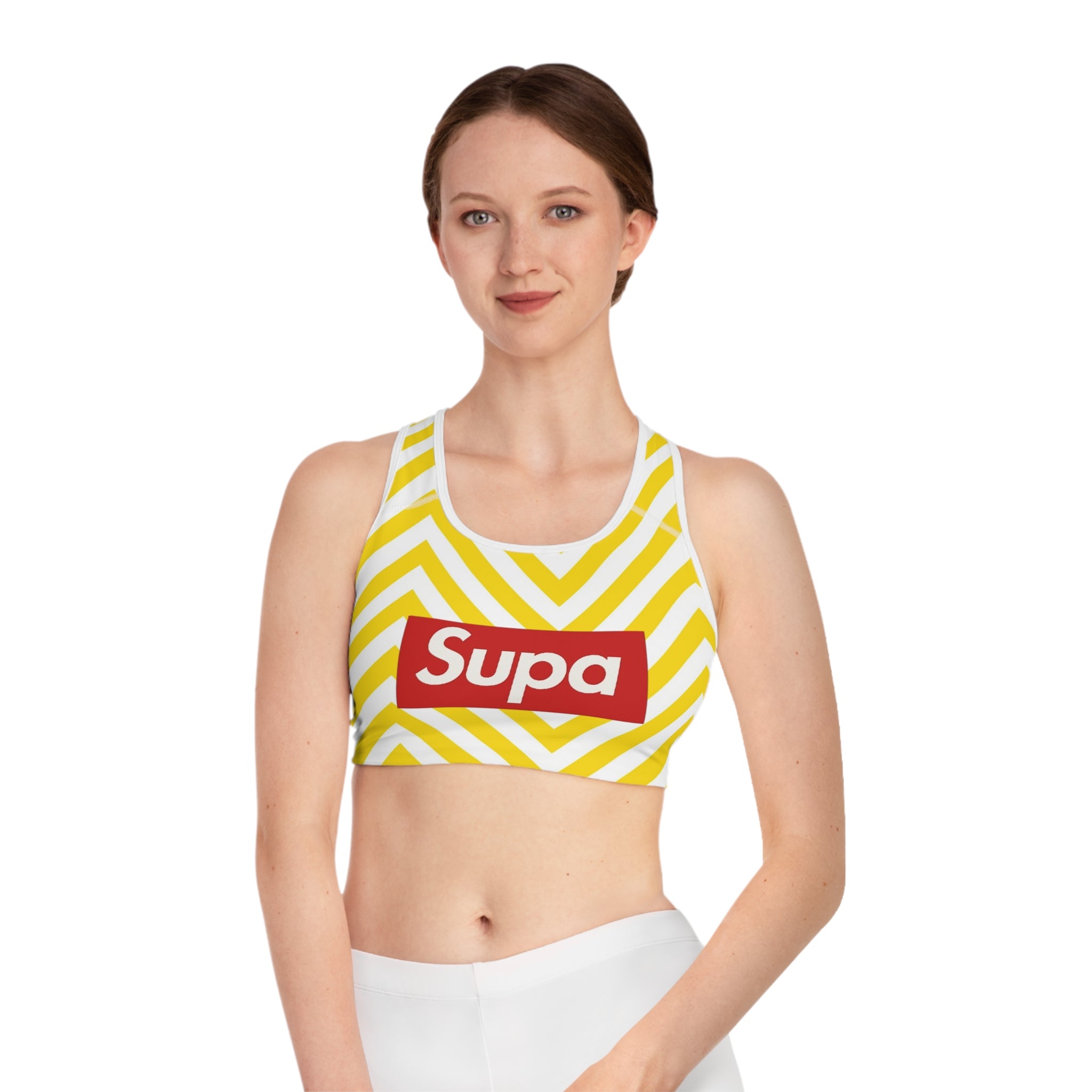 Supa Yellow Chevron Sports Bra — Bold Graphic Activewear