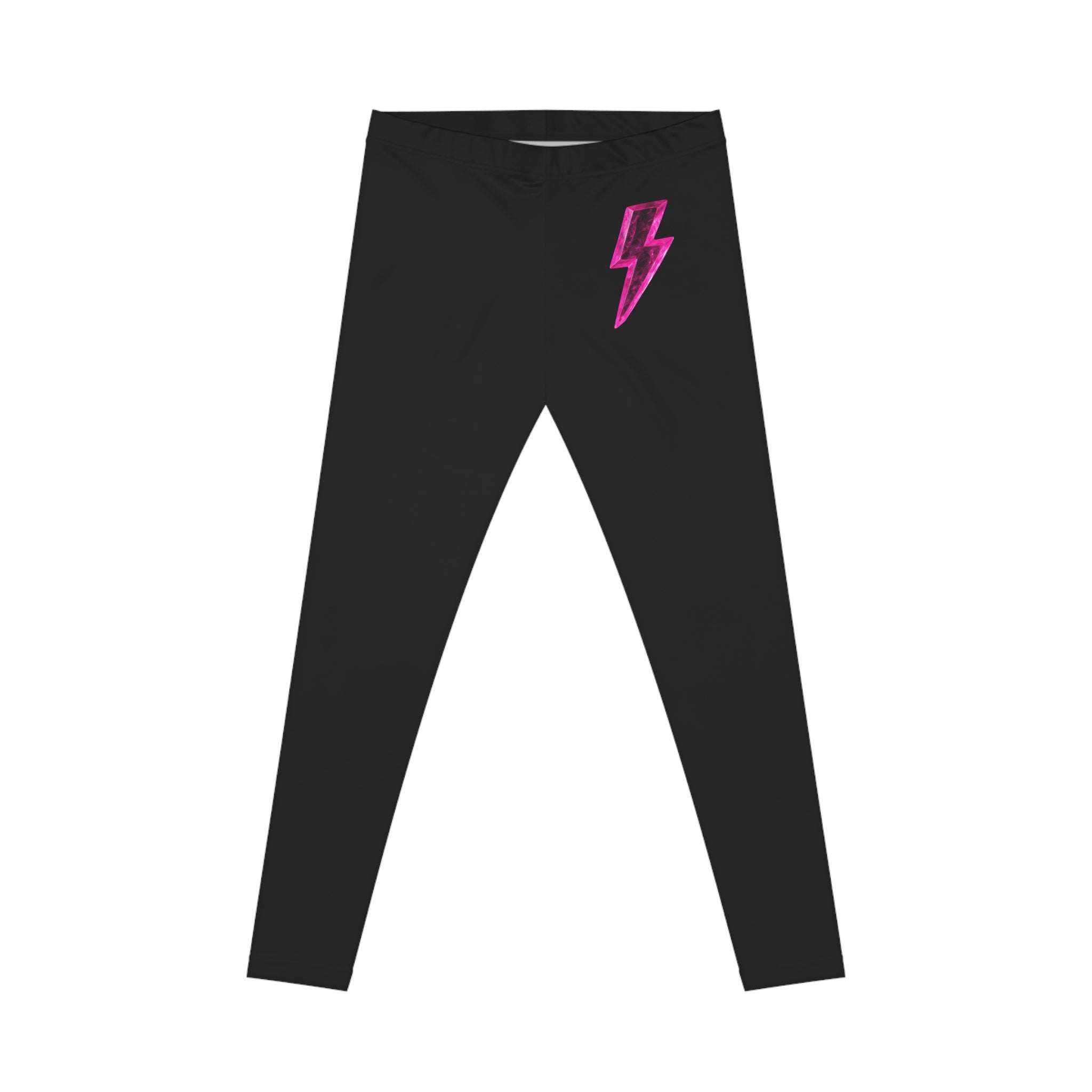 Black Leggings with Pink Lightning Bolt – Women’s Casual Activewear