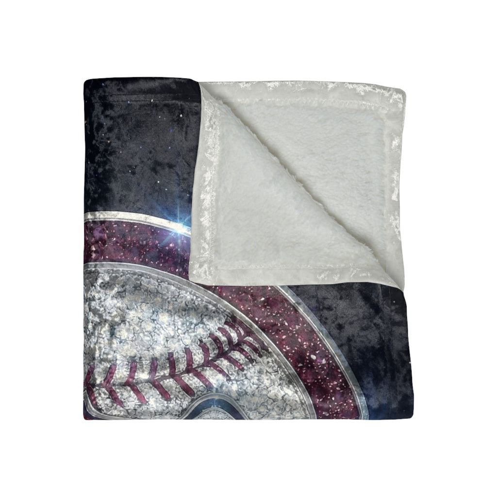 Crushed Velvet Baseball Logo Blanket — Sparkling Team Emblem Throw
