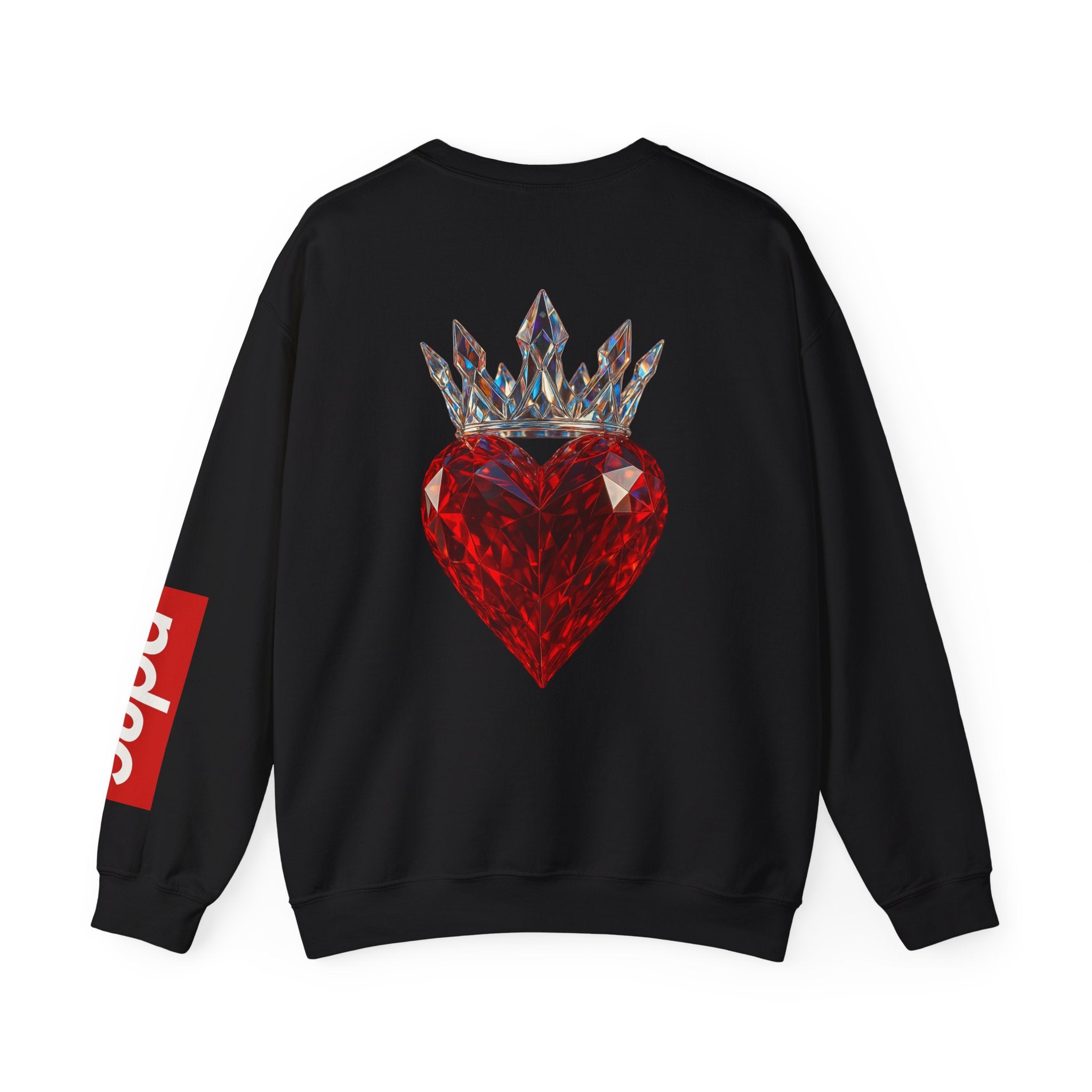 King of Hearts Crewneck Sweatshirt — 'Supa' Card Graphic with Crowned Ruby Heart