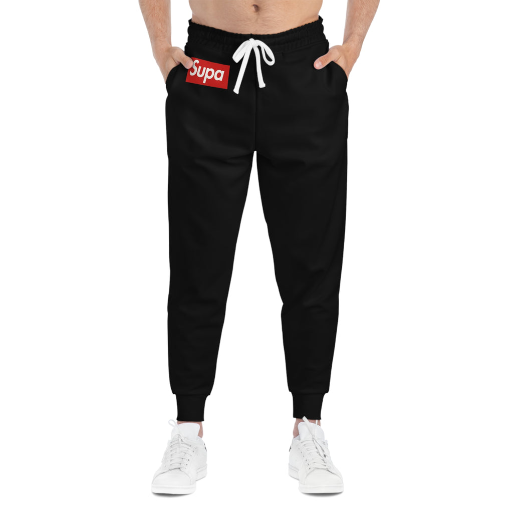 Supa Logo Athletic Joggers — Black Streetwear Sweatpants