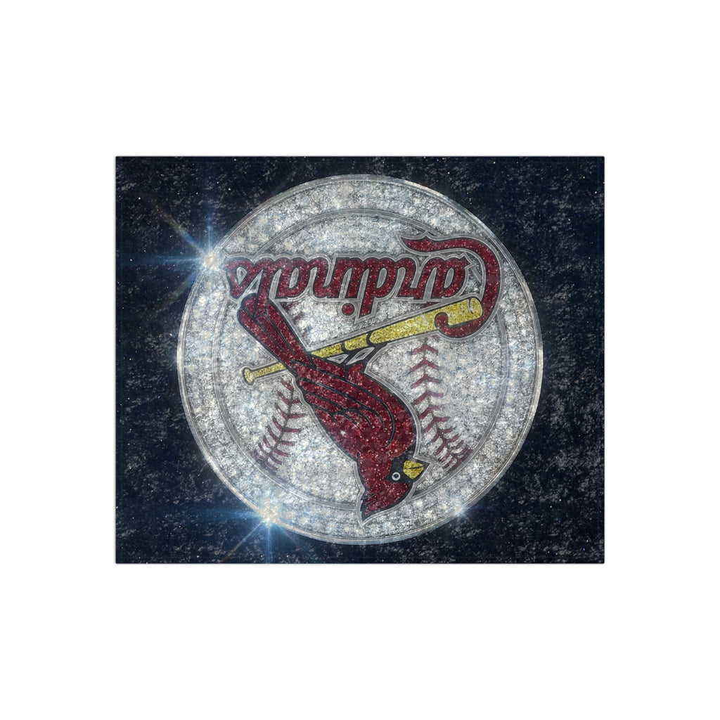 Crushed Velvet Cardinals Throw Blanket – Sparkle Baseball Logo Plush Throw