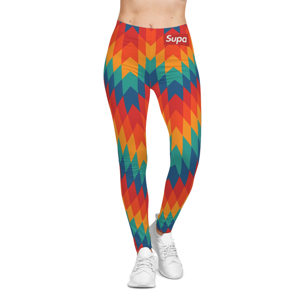 Women’s Vibrant Chevron Leggings — Colorful Geometric All-Over Print