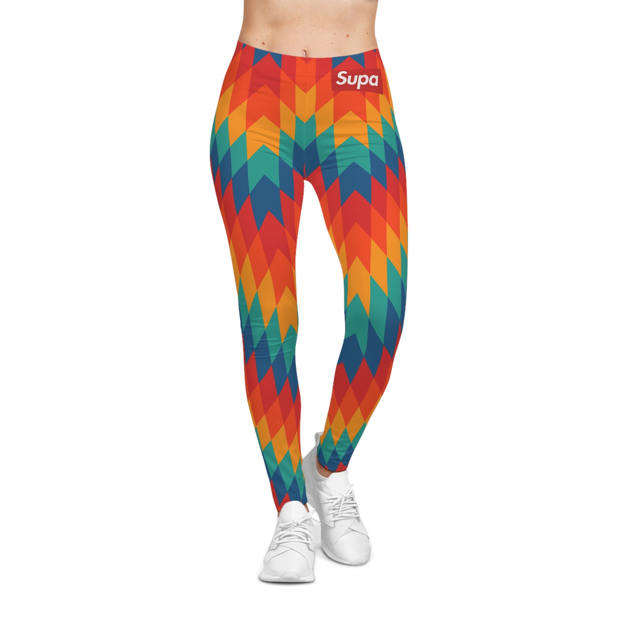 Women’s Vibrant Chevron Leggings — Colorful Geometric All-Over Print
