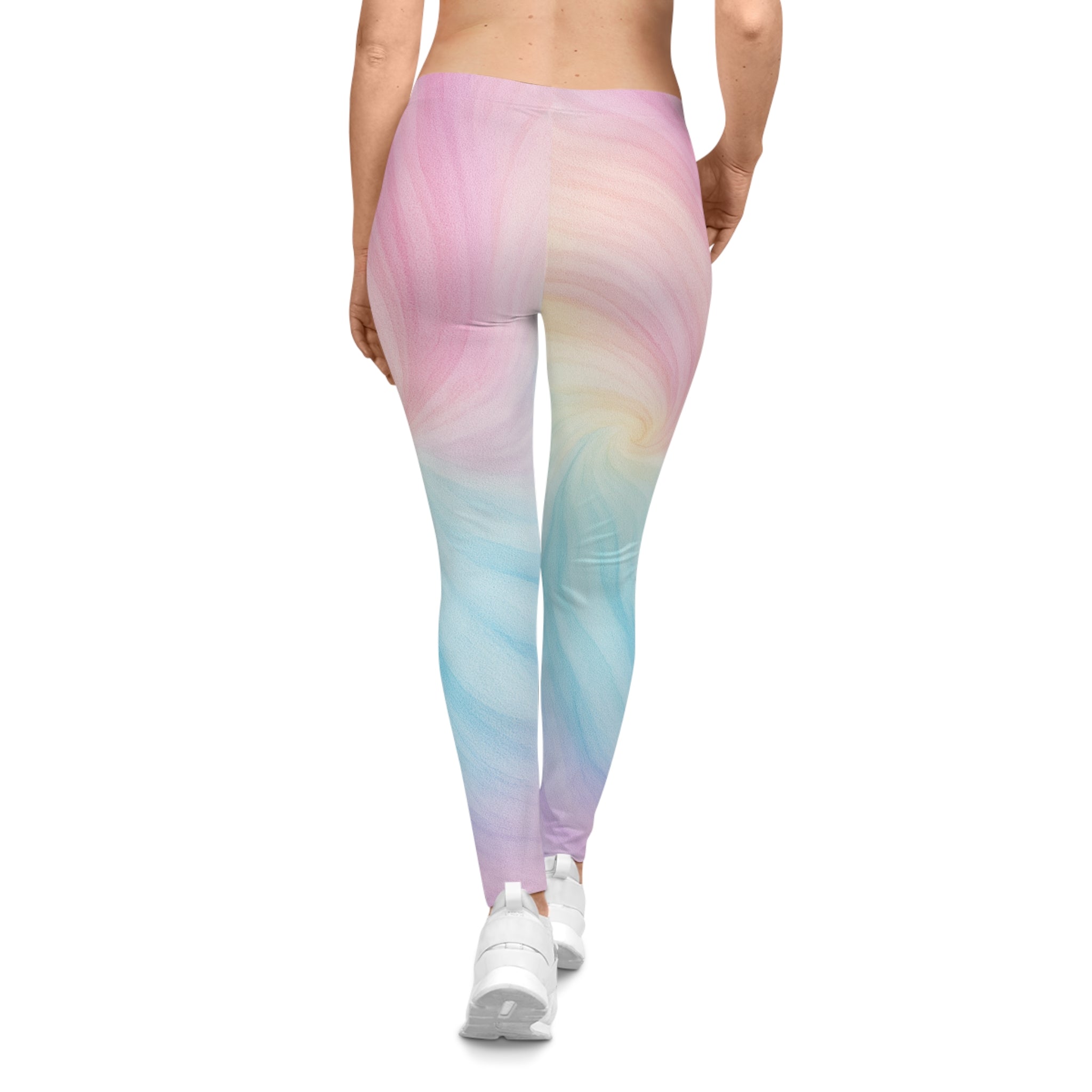 Pastel Swirl Leggings — 'Supa' Logo All-Over Print