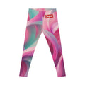 Abstract Pink Swirl Leggings — Women's All-Over Print Casual Leggings