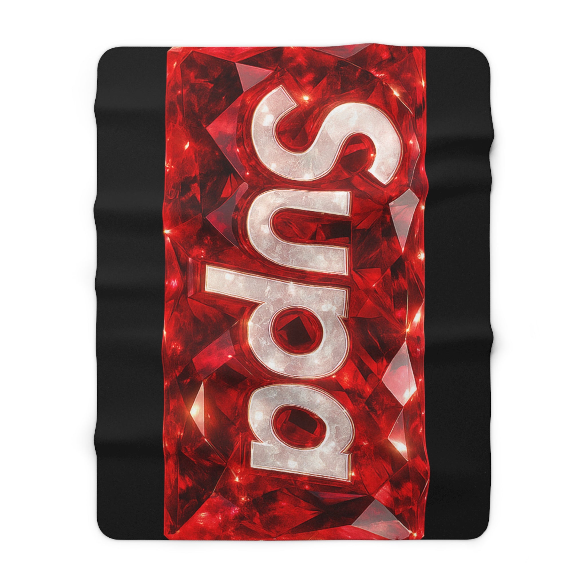 Sherpa Blanket with Red Gem 'Sup' Logo — Cozy Plush Throw for Home & Gifts