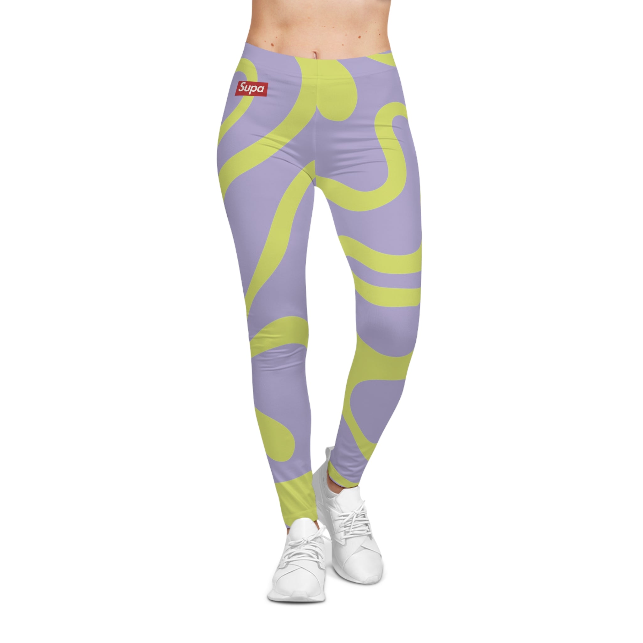 Psychedelic Swirl Leggings — Lavender & Lime All-Over Print Women’s Leggings
